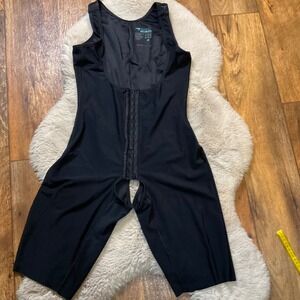 Marena Recovery Suit Size 1X Black Compression Hook Eye Body Suit Post Surgery